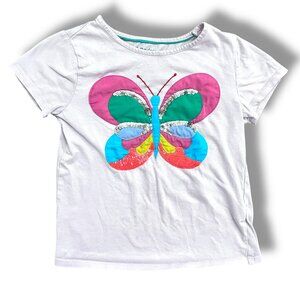 Mini Boden Sequin Short Sleeve Butterfly Appliqué Shirt Size 7